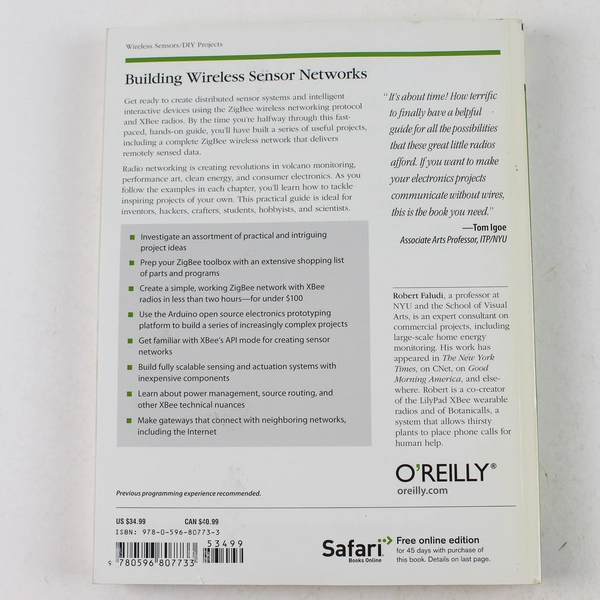 Building Wireless Sensor Networks by Robert Faludi 2011 Paperback Good
