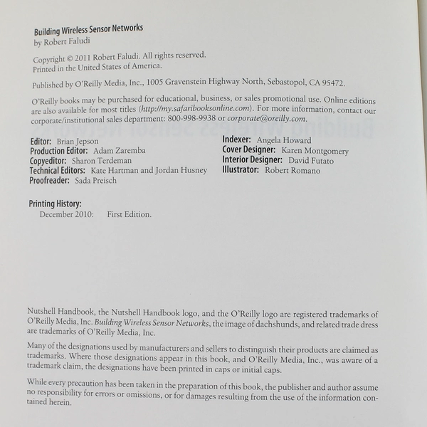 Building Wireless Sensor Networks by Robert Faludi 2011 Paperback Good