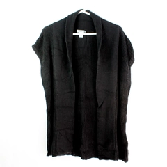 Willow Bay Women's Large Black Knit Open-Front Sleeveless Cardigan - Pre-Owned