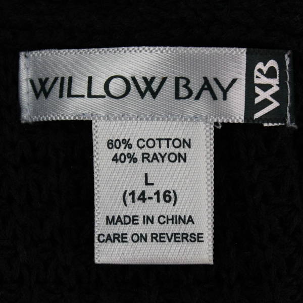 Willow Bay Women's Large Black Knit Open-Front Sleeveless Cardigan - Pre-Owned
