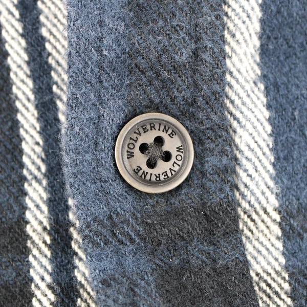 Wolverine Blue Plaid Cotton Button-Down Shirt Men's Size Medium