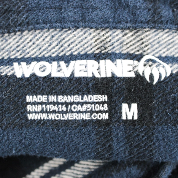Wolverine Blue Plaid Cotton Button-Down Shirt Men's Size Medium