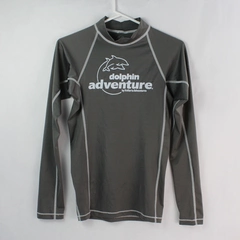 Dolphin Adventure Gray Activewear Top Women's Medium Pre-Owned Stains & Wear