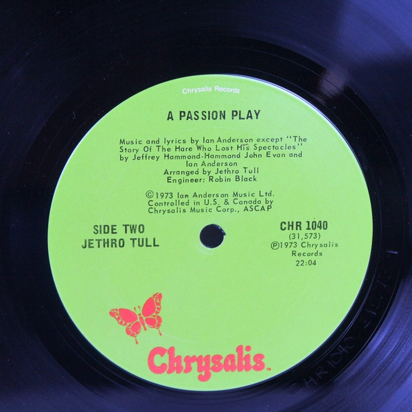 Jethro Tull A Passion Play Vinyl LP Chrysalis CHR 1040 1973 Gatefold Booklet