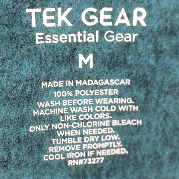 Tek Gear Teal Green Long-Sleeved Fleece Shirt Men's Medium Good Condition