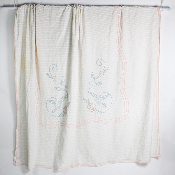 2 PC Lot of Embroidered Spring Bed Linens DIY Fabric Cutters For Crafting Flawed