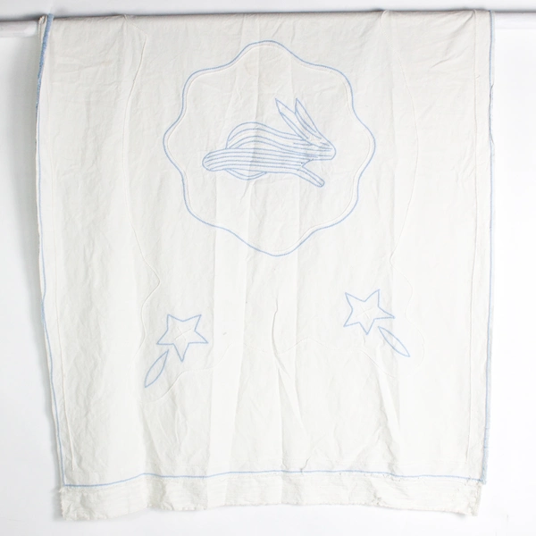 2 PC Lot of Embroidered Spring Bed Linens DIY Fabric Cutters For Crafting Flawed