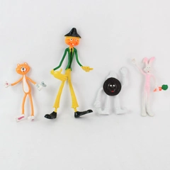 Lot of 4 Vintage Bendable Bendy Figures Scarecrow Bunny Cat Oreo Cookie