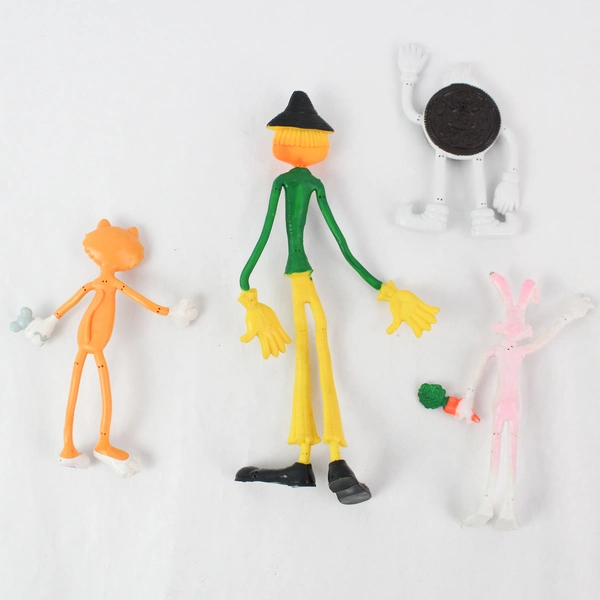 Lot of 4 Vintage Bendable Bendy Figures Scarecrow Bunny Cat Oreo Cookie