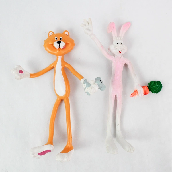 Lot of 4 Vintage Bendable Bendy Figures Scarecrow Bunny Cat Oreo Cookie