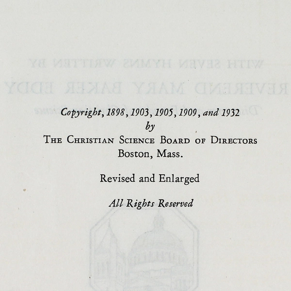 Vintage Christian Science Hymnal 1932 Featuring 7 Hymns by Rev Mary Baker Eddy