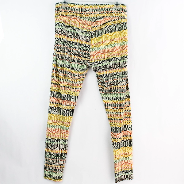 LuLaRoe Tall & Curvy Fuzzy Leggings Multicolored Geometric Pattern