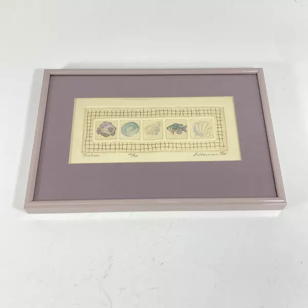 1988 Brooke Morrison Limited Edition Framed Embossed Print "Fishes"