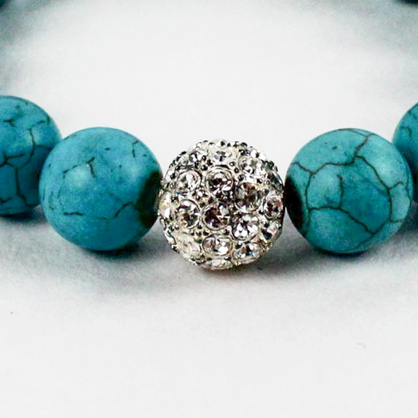 Turquoise Rhinestone Charm Stretch Bracelet Women's Fashion Boho Jewelry