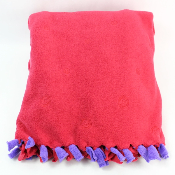 Handmade Red Hat Society Fleece Tie-Knot Throw Reversible 52" x 57"