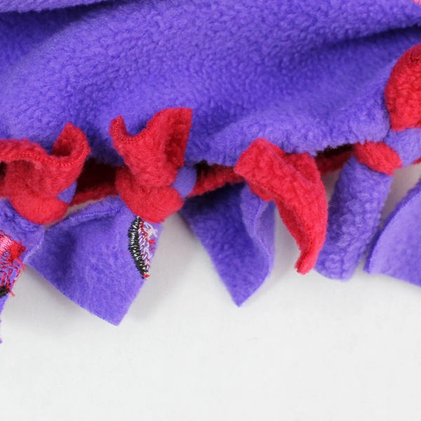 Handmade Red Hat Society Fleece Tie-Knot Throw Reversible 52" x 57"