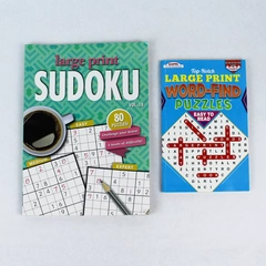 Lot of 2 Large Print Puzzle Books: Sudoku & Word-Find Puzzles