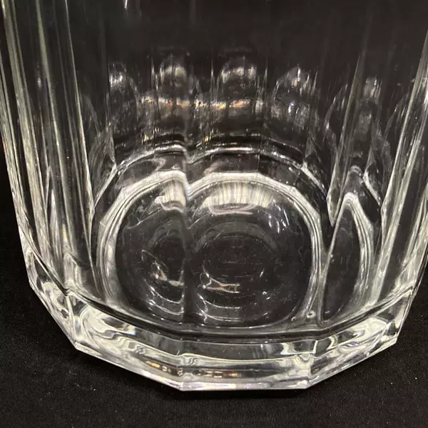 Vintage Ribbed Clear Glass Pitcher with Ice Lip 8.5" Elegant Serveware