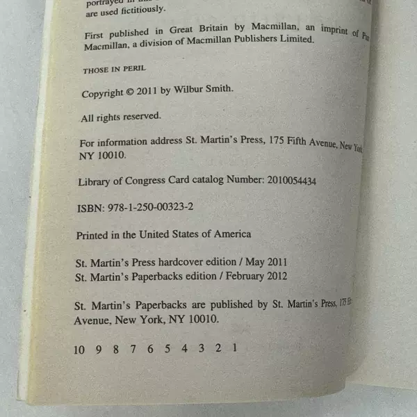 Those in Peril by Wilbur Smith 2012 Mass Market