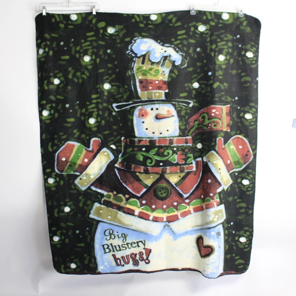 Carlton Cards Christmas Snowman Holiday Fleece Throw Blanket 51" x 59"