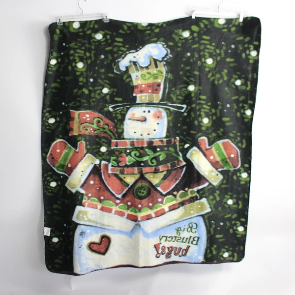 Carlton Cards Christmas Snowman Holiday Fleece Throw Blanket 51" x 59"