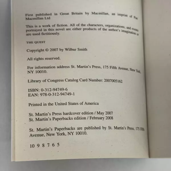 The Quest by Wilbur Smith 2008 Paperback