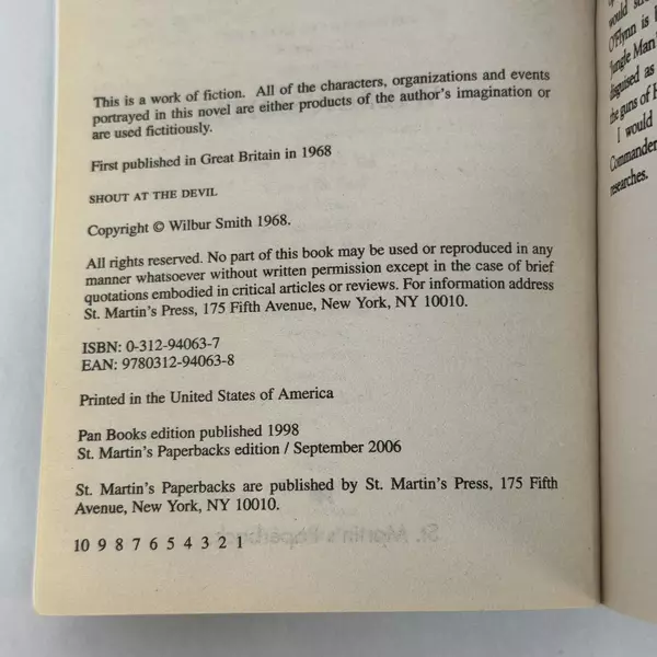 Shout at the Devil by Wilbur Smith 2006 Paperback