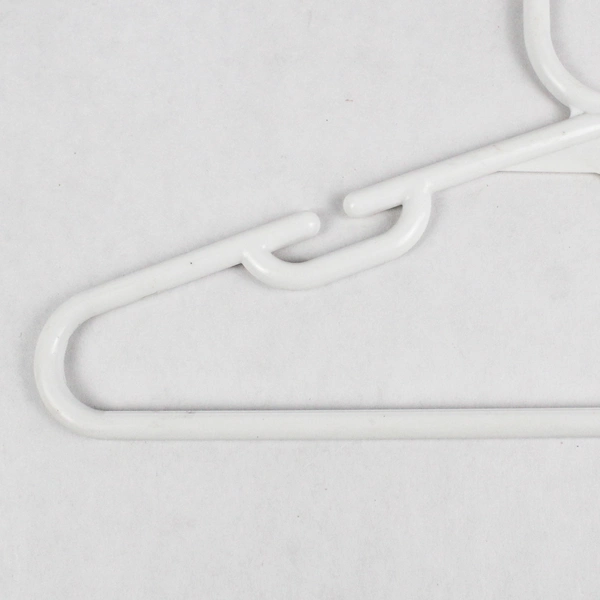 Lot of 10 Children's White Plastic Tubular Hangers with Notches, 12"