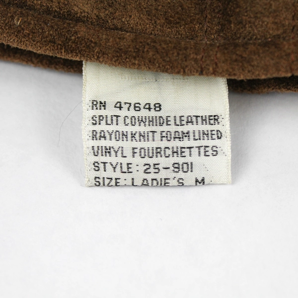 Jacob Ash Brown Split Cowhide Gloves for Ladies, Size M, Good Condition