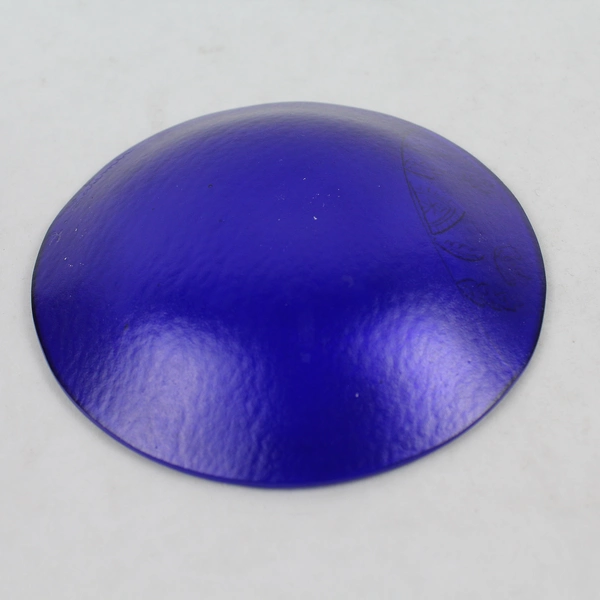 Iridescent Cobalt Blue Embossed Scene Art Glass Plate Signed L. Latimer 