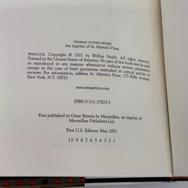 Warlock by Wilbur Smith 2001 Hardcover