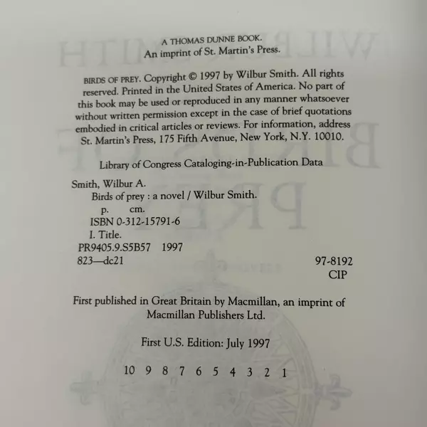 Birds of Prey by Wilbur Smith 1997 Hardcover