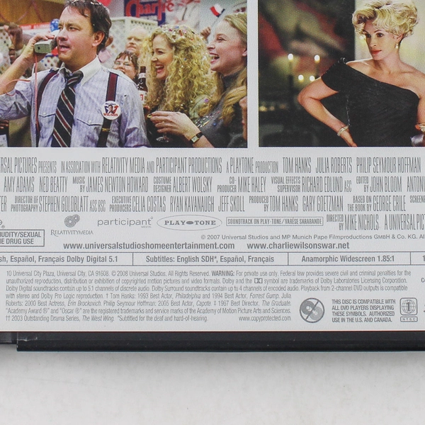 Charlie Wilson's War DVD 2007 Tom Hanks Julia Roberts Pre-Owned - Good Condition