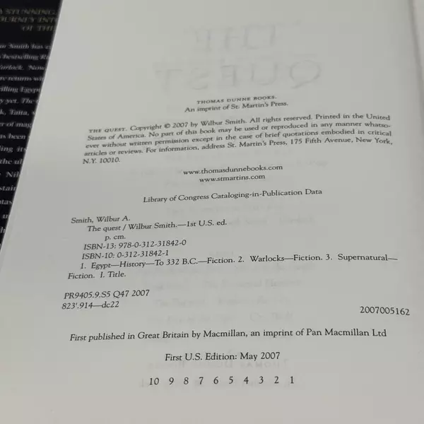 The Quest by Wilbur Smith 2007 Hardcover