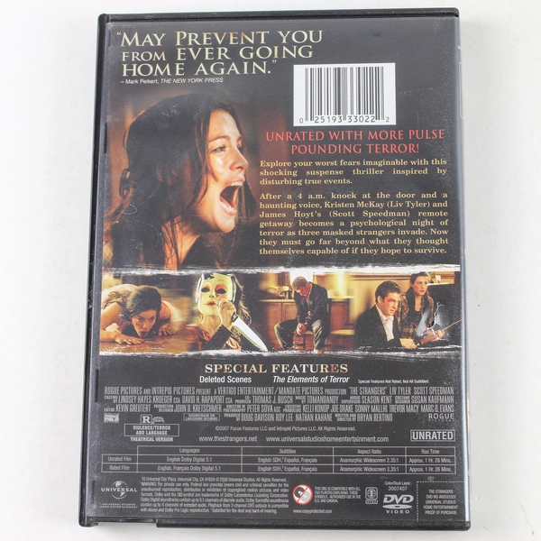 The Strangers DVD 2008 Unrated Horror Thriller Liv Tyler - Untested, As Is