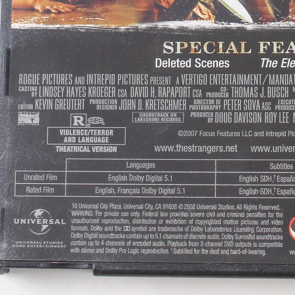 The Strangers DVD 2008 Unrated Horror Thriller Liv Tyler - Untested, As Is