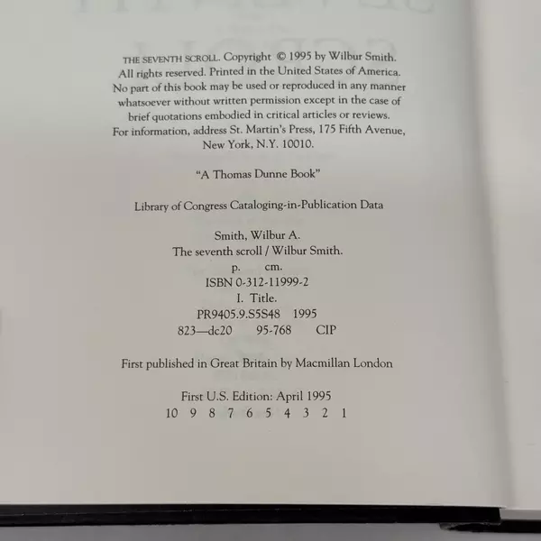 Seventh Scroll by Wilbur Smith 1995 Hardcover