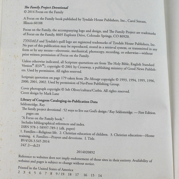 The Family Project Devotional by Ray Seldomridge 2014 Paperback, Good Condition