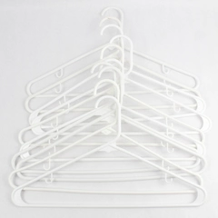 Lot of 10 Plastic Tubular Hangers w/ Hooks White Standard 17 in