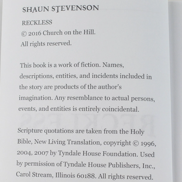 Reckless by Shaun Stevenson 2016 Paperback - Good Condition, Adventure Book