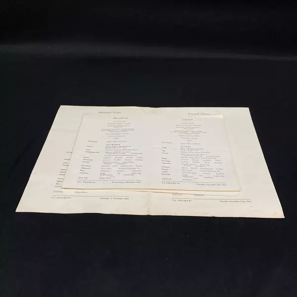 14 Norddeutscher Lloyd Bremen Ocean Liner Lunch And Dinner Menus December 1963