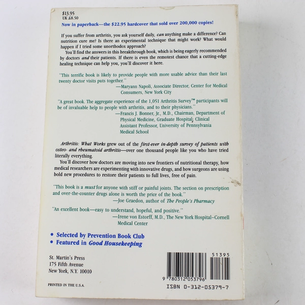 Arthritis: What Works by Dava Sobel Klein 1989 Paperback - Good Condition