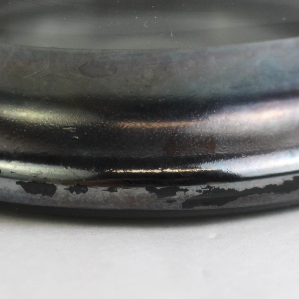 Set of 4 Vintage MCM Old Fashioned Whiskey Glass Smokey Gray Silver Band