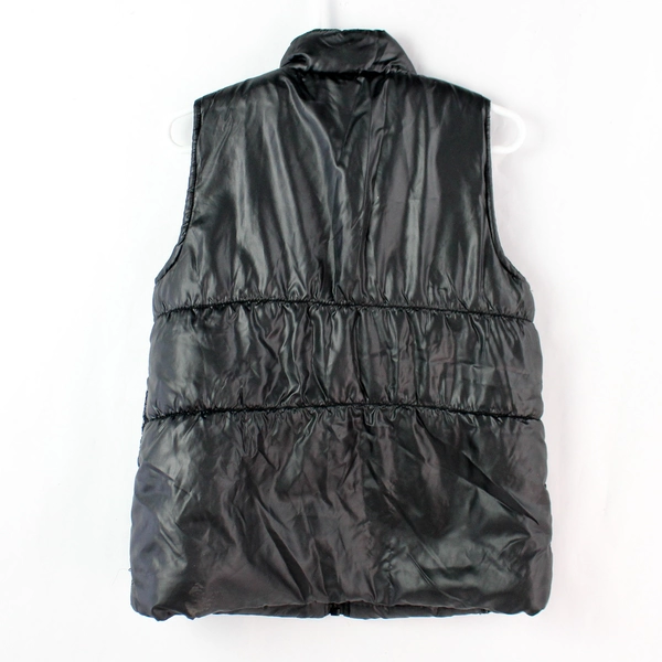 Faded Glory Black Sequin Full-Zip Puffer Vest Girls Size XS (4-5)