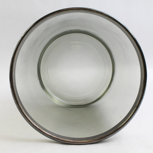 Vintage MCM Ice Bucket Smokey Gray with Silver Band