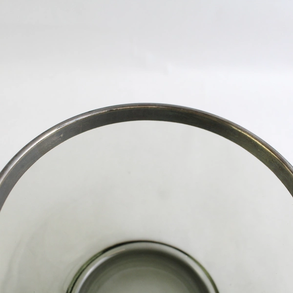 Vintage MCM Ice Bucket Smokey Gray with Silver Band