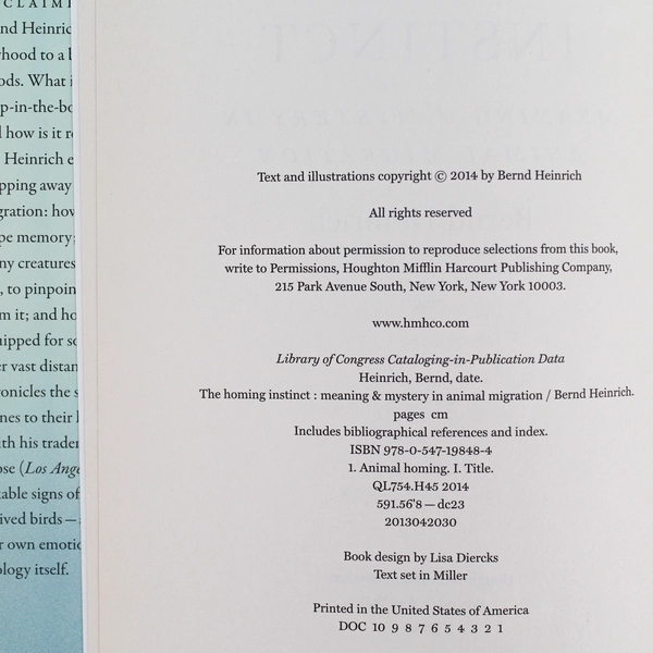 The Homing Instinct by Bernd Heinrich 2014 HC DJ - Animal Migration Insights