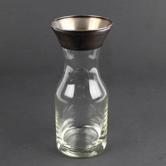 Vintage MCM Small Juice Carafe Clear w/ Silver Band