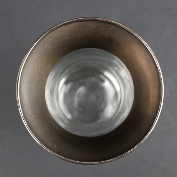 Vintage MCM Small Juice Carafe Clear w/ Silver Band