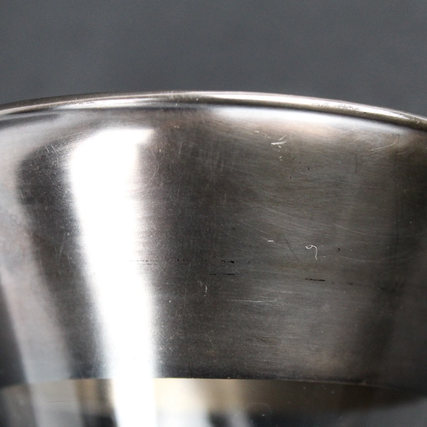 Vintage MCM Small Juice Carafe Clear w/ Silver Band